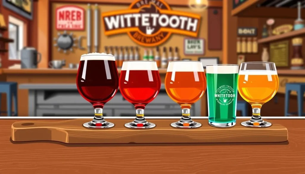 Image of a Whitetooth Brewing Company beer tasting flight