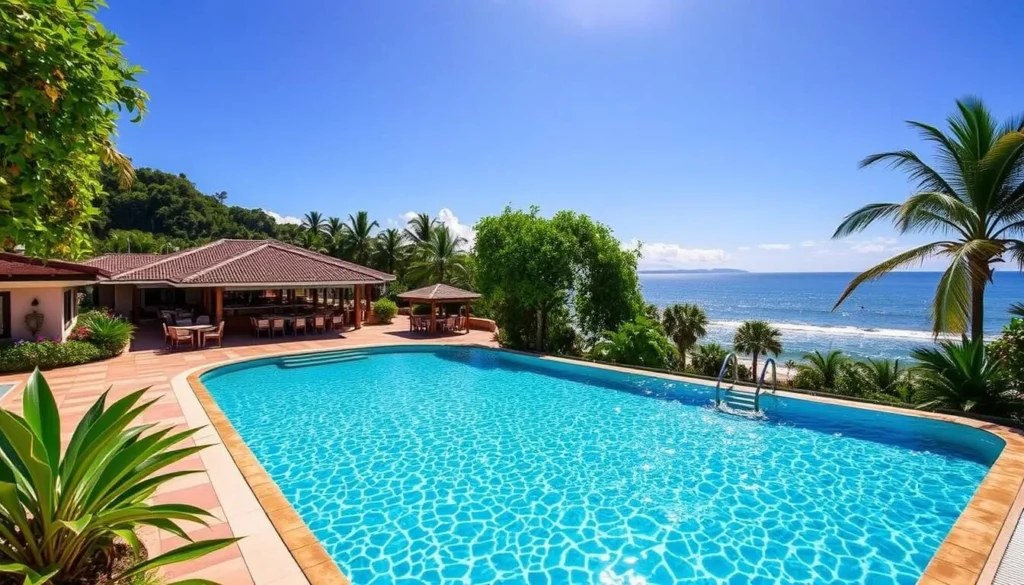 Image of a beachfront hotel in Choroni, Venezuela with a pool and restaurant