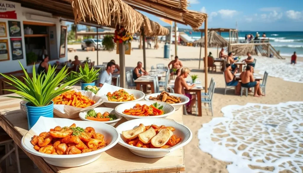 Image of a beachfront restaurant in Arraial do Cabo with fresh seafood