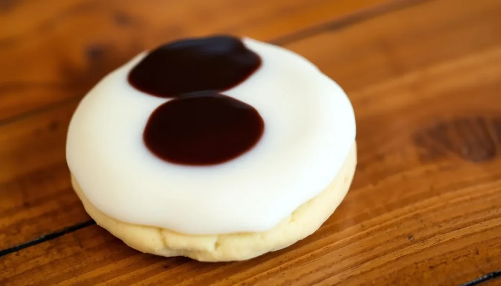 Image of a black & white cookie from Skaneateles Bakery