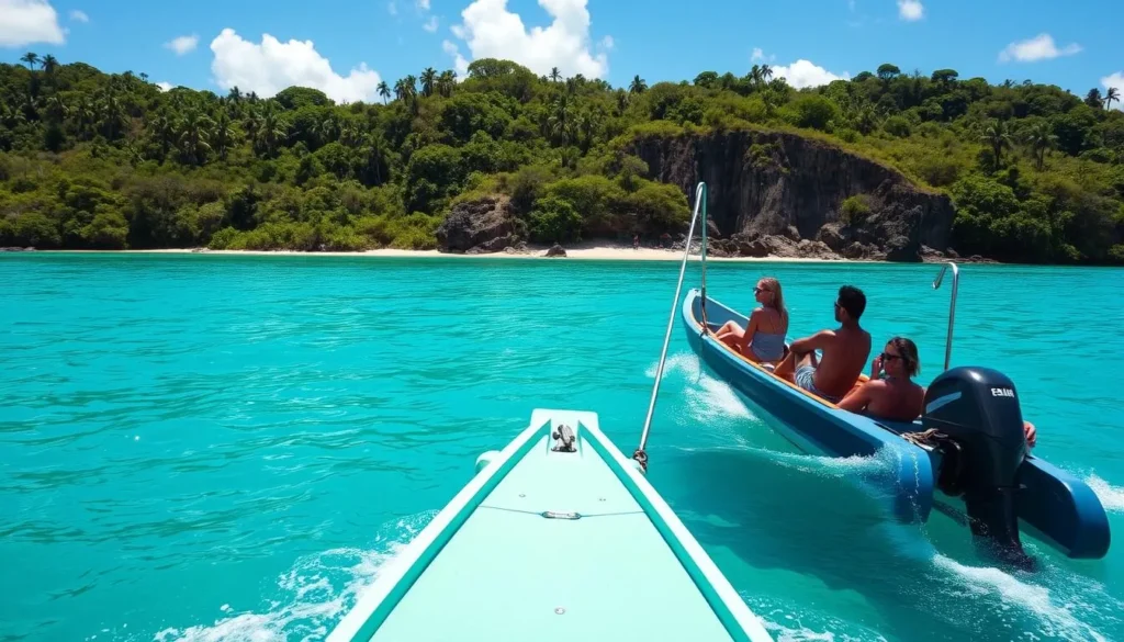 Image of a boat tour around Ilha Rasa, Brazil