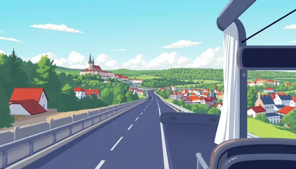 Image of a bus traveling from Prague to Cesky Krumlov