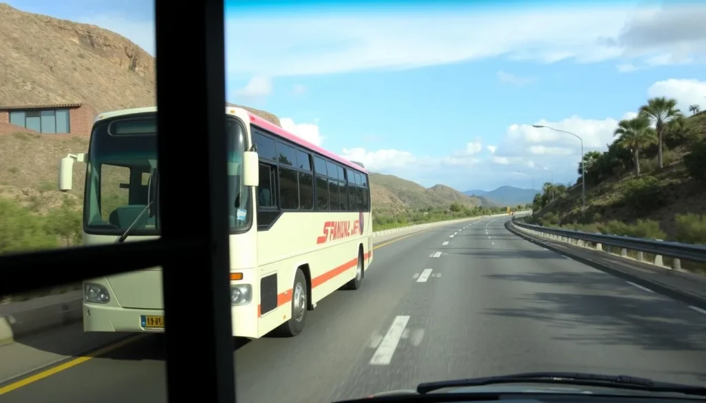 Image of a bus traveling on the Panamericana Norte highway