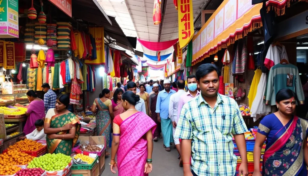 Image of a bustling market in Tirunelveli