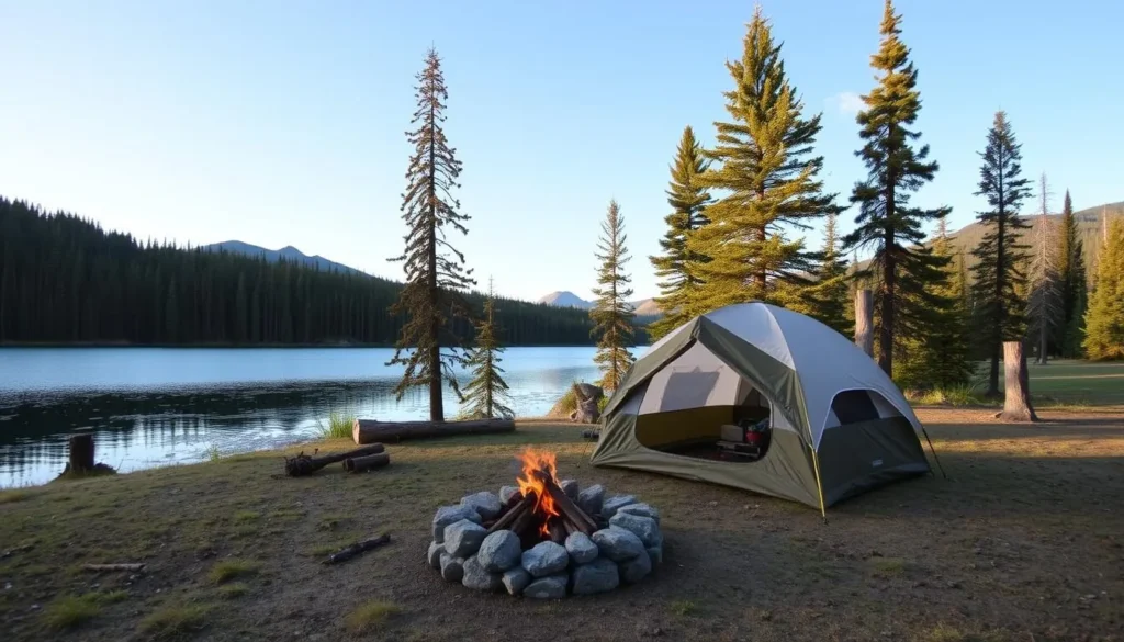Image of a campsite at Lower Lake Campground in Peter Lougheed Provincial Park