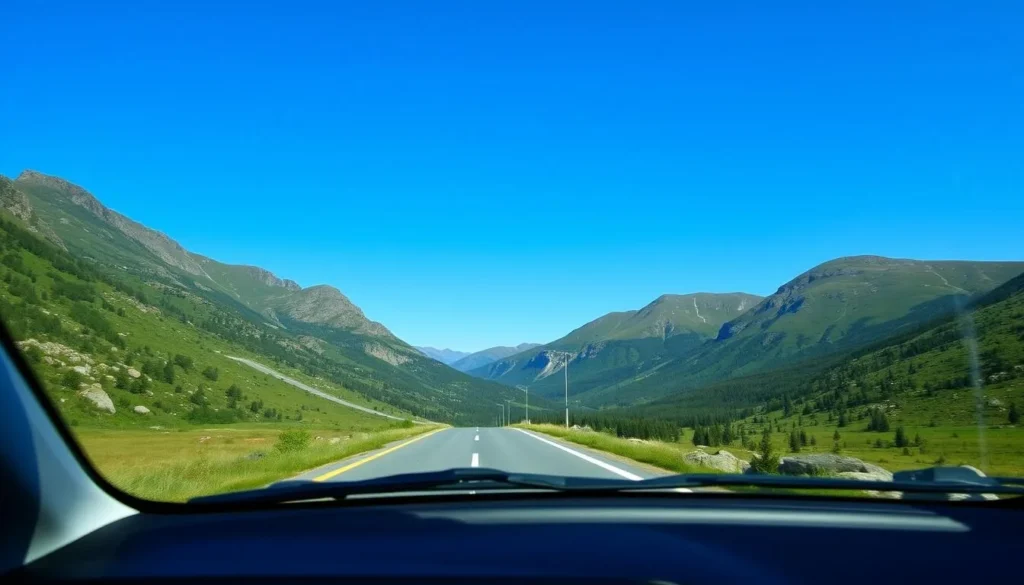 Image of a car driving through Østfold Mountains