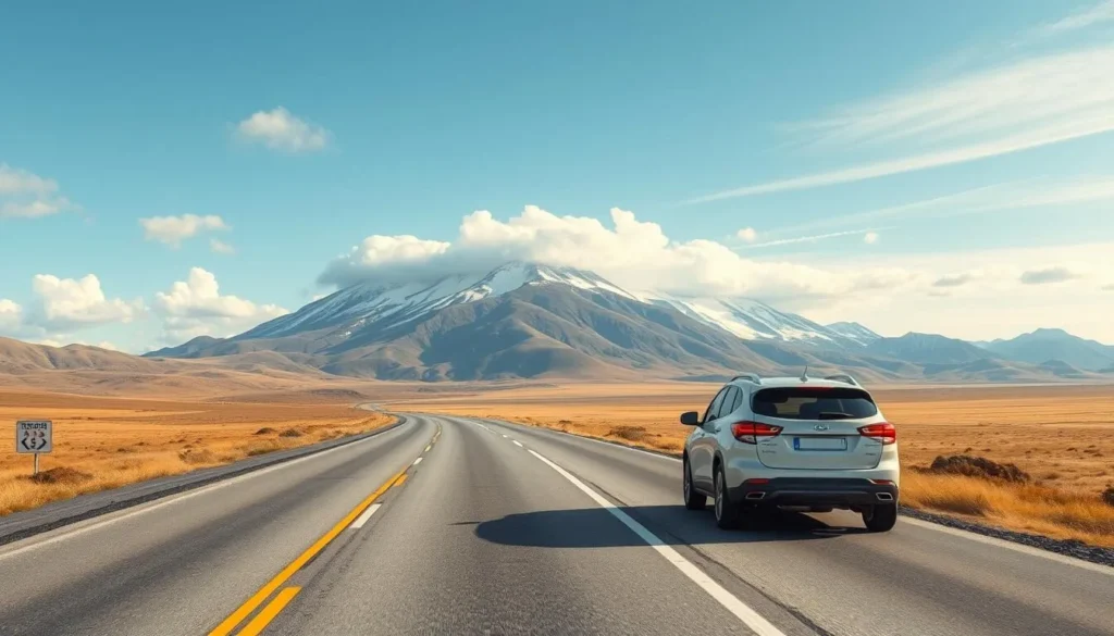 Image of a car driving towards Hardangervidda National Park