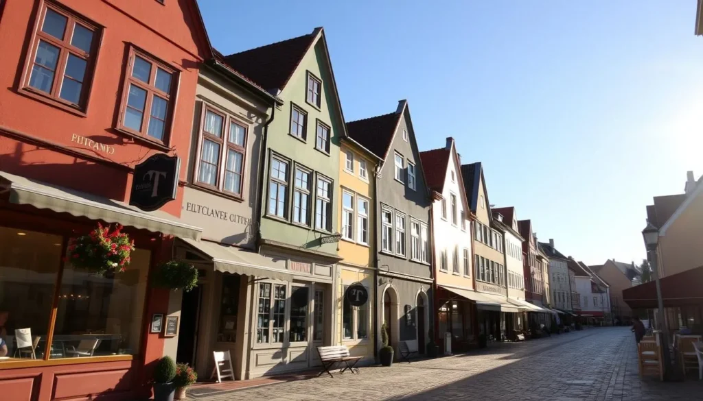 Image of a charming street in Old Porvoo with boutiques and cafes