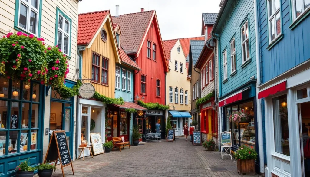 Image of a charming street in Västervik with unique shops and boutiques