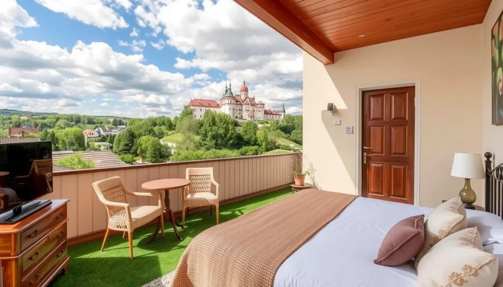 Image of a cozy accommodation in Mikulov with a castle view