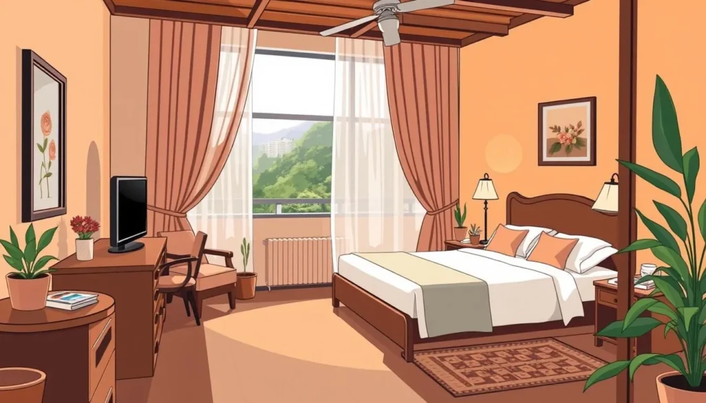 Image of a cozy hotel room in Blumenau