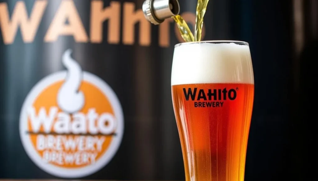 Image of a craft beer being poured at Waahto Brewery