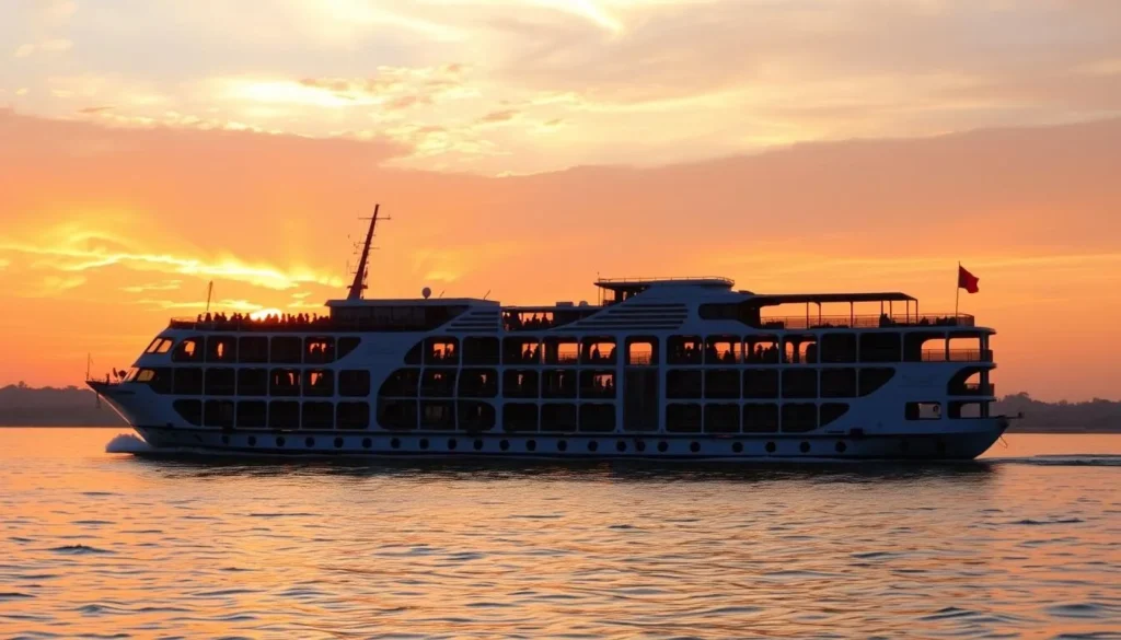 Image of a cruise on the Brahmaputra River at sunset