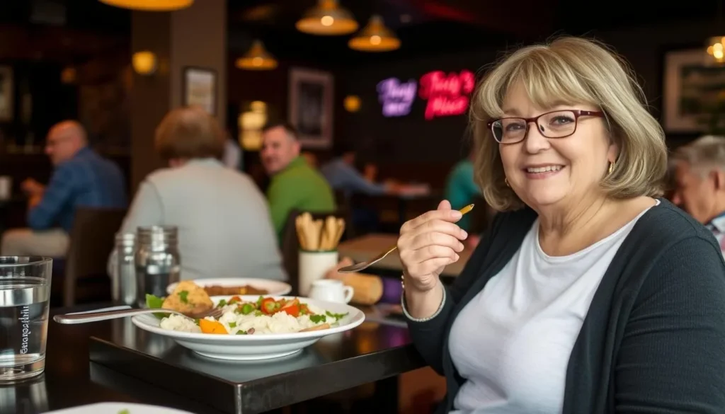 Image of a customer enjoying a meal at Tracy's Place