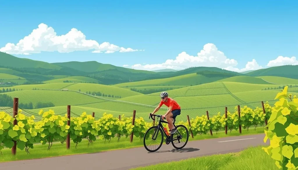 Image of a cyclist at Šobes Vineyard