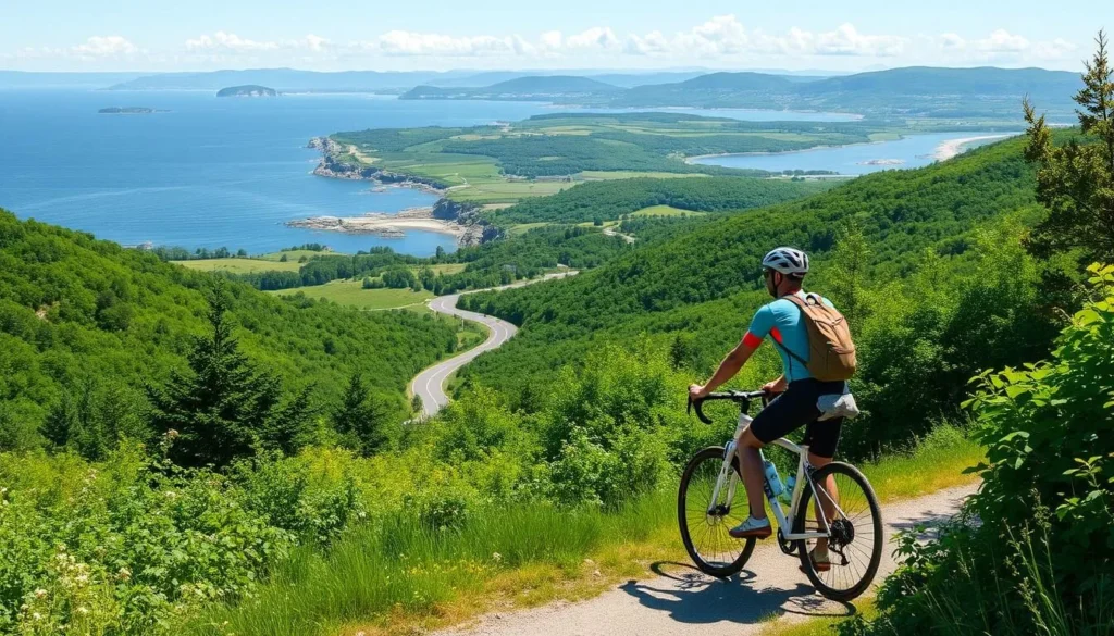 Image of a cyclist enjoying the scenic views on the Kattegattleden cycling route
