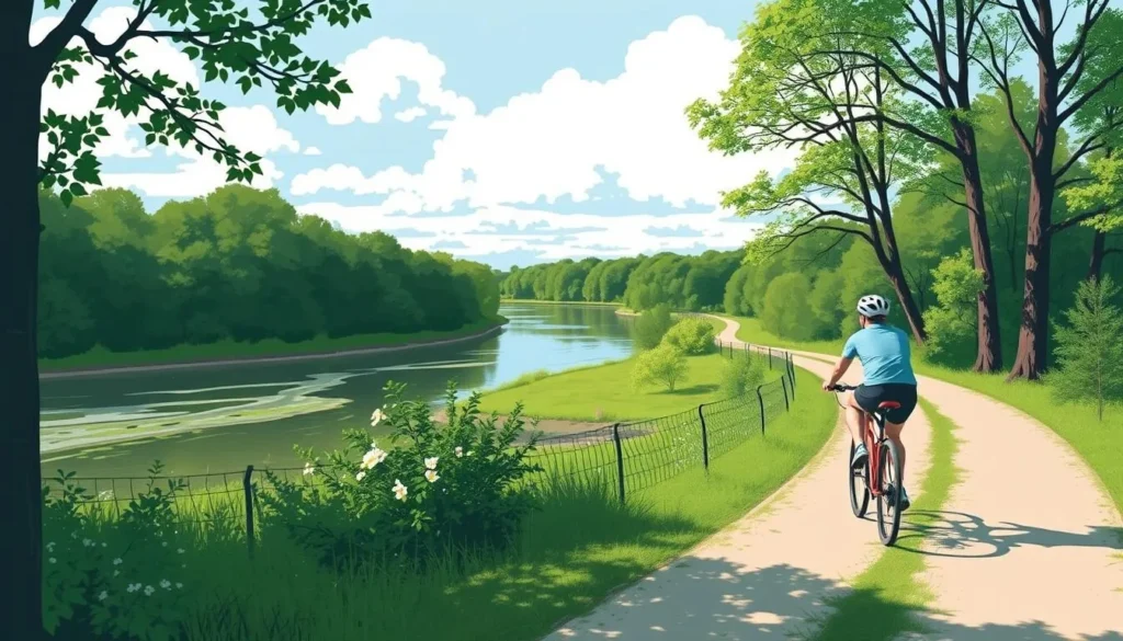 Image of a cyclist riding on the Root River State Trail