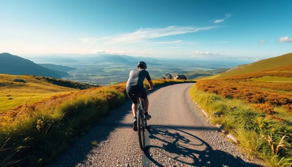 Image of a cyclist riding through Brdy Highlands
