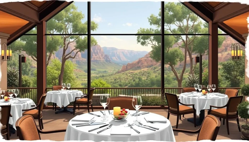 Image of a dining area with a scenic view near Johnson Canyon