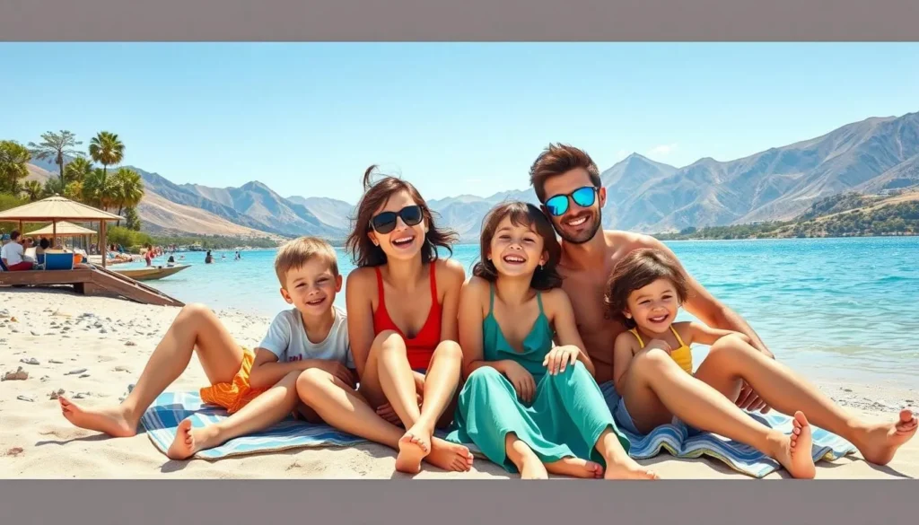 Image of a family enjoying a sunny day at Macha Lake beach