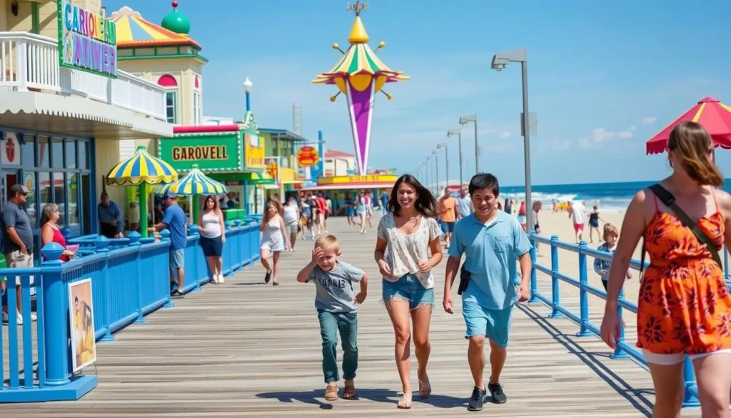 Image of a family enjoying the Carolina Beach boardwalk