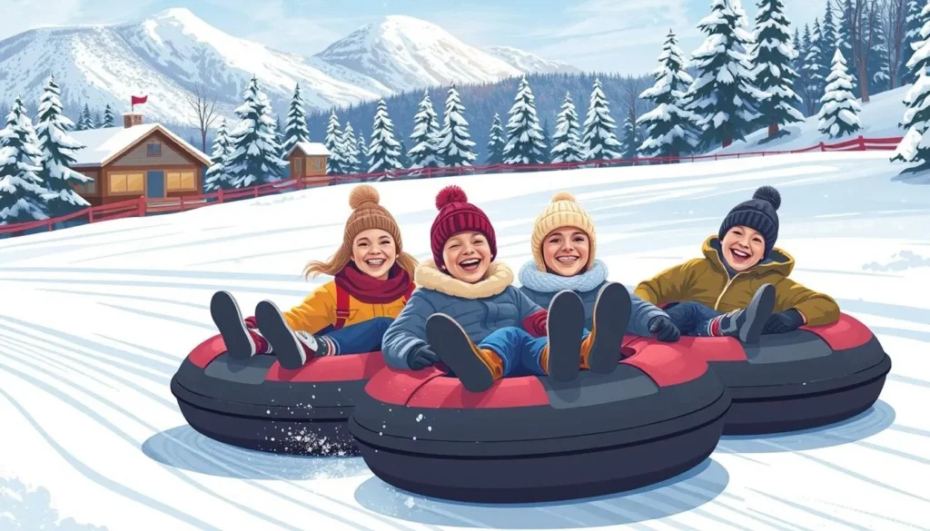Image of a family enjoying tubing at Echo Mountain