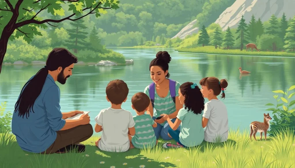 Image of a family participating in a nature program near Beaver Lake
