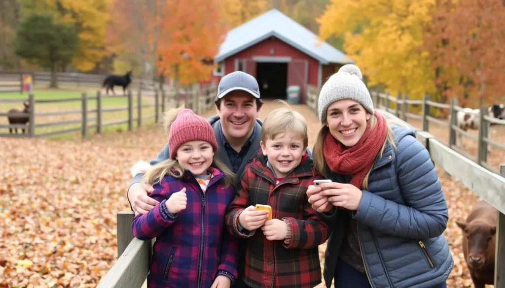 Image of a family visiting Big Springs Farm during fall