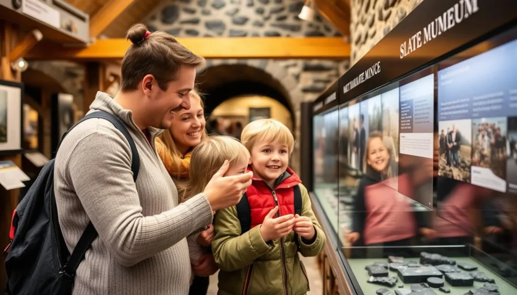 Image of a family visiting the National Slate Museum