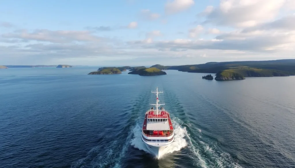 Image of a ferry approaching the Åland Islands