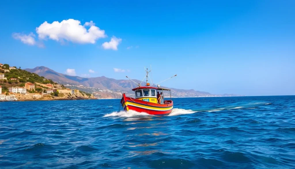 Image of a fishing boat off the coast of La Guaira