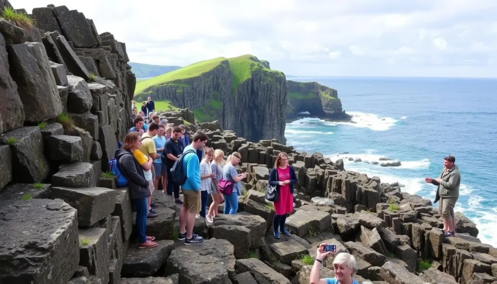 Image of a guided tour group at the Giant's Causeway