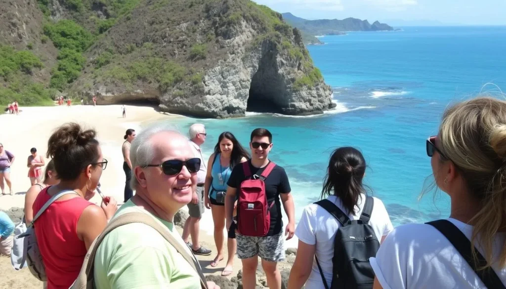 Image of a guided tour group exploring Fernando de Noronha's beaches