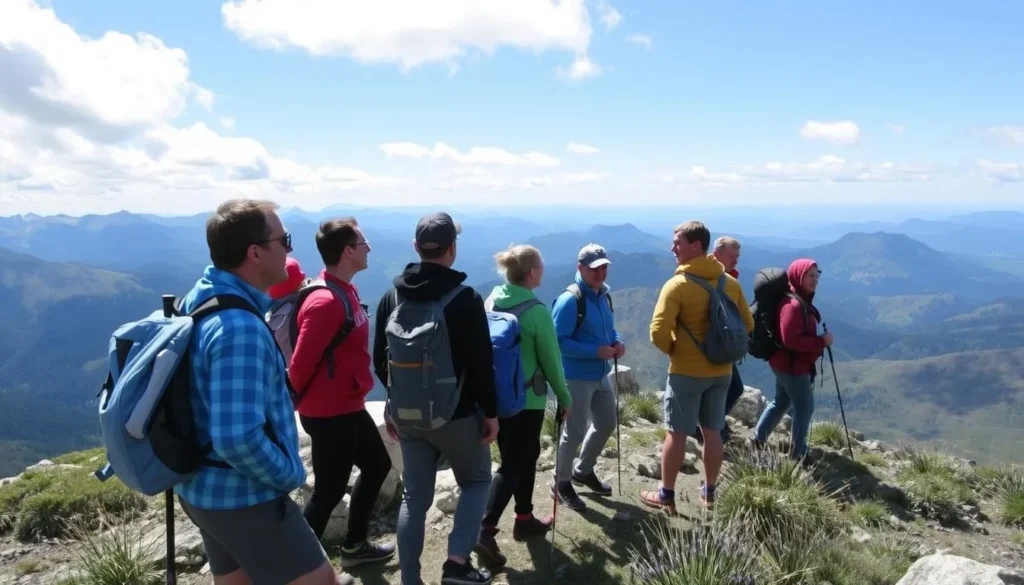 Image of a guided tour group on the Crown Ridge Traverse