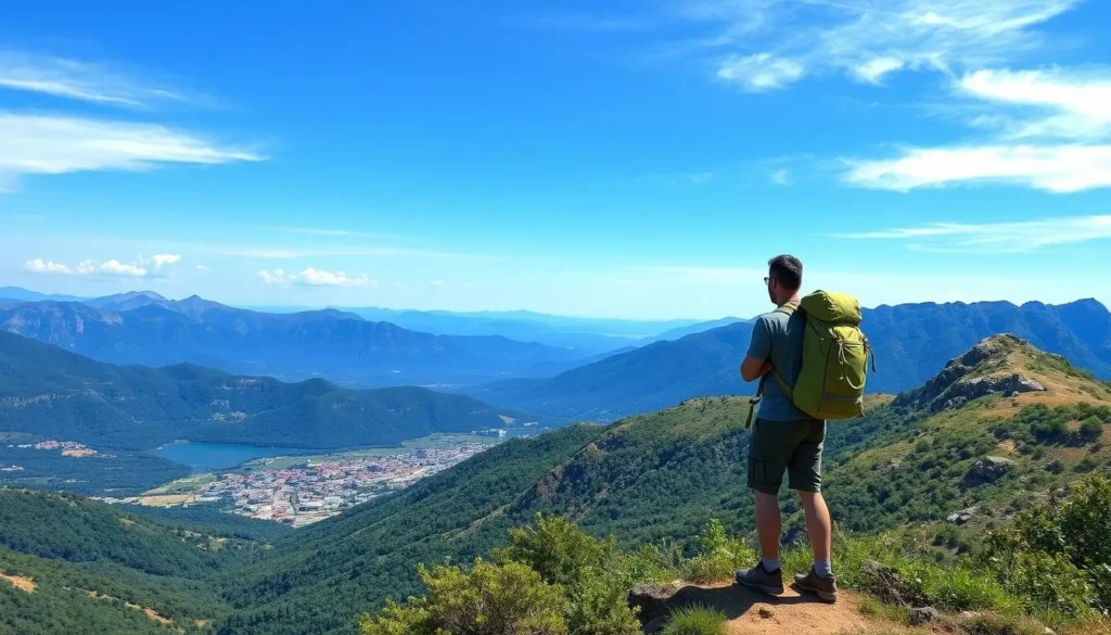 Image of a hiker enjoying the scenic view from a mountain trail near Lattakia