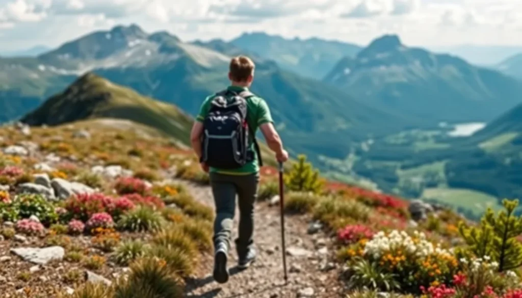 Image of a hiker on a mountain trail in Femundsmarka National Park