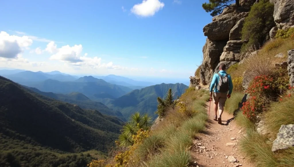 Image of a hiker on a mountain trail in Mochima National Park