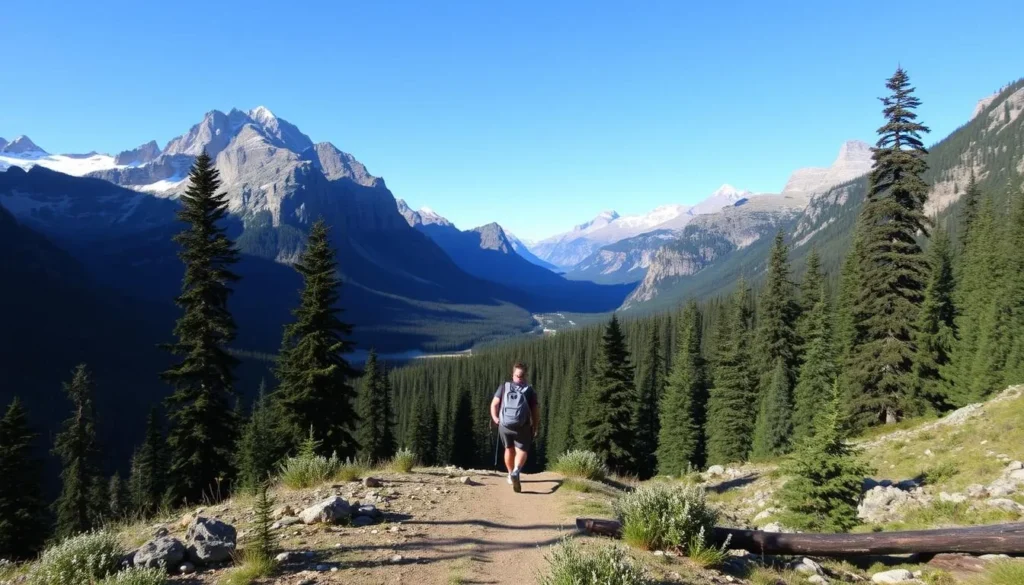 Image of a hiker on a trail in Banff National Park