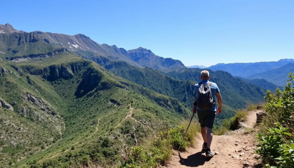 Image of a hiker on a trail in La Guaira's mountains