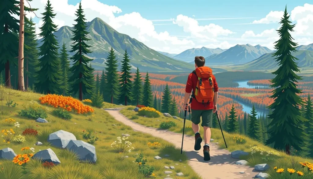 Image of a hiker on a trail in Pieljekaise National Park