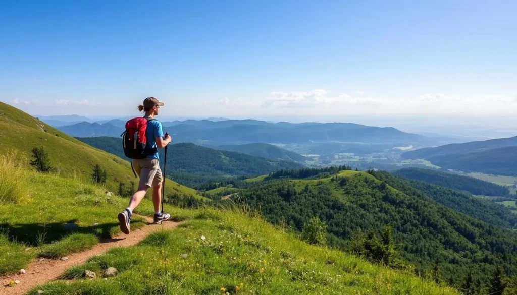 Image of a hiker on a trail in the Vysočina Region