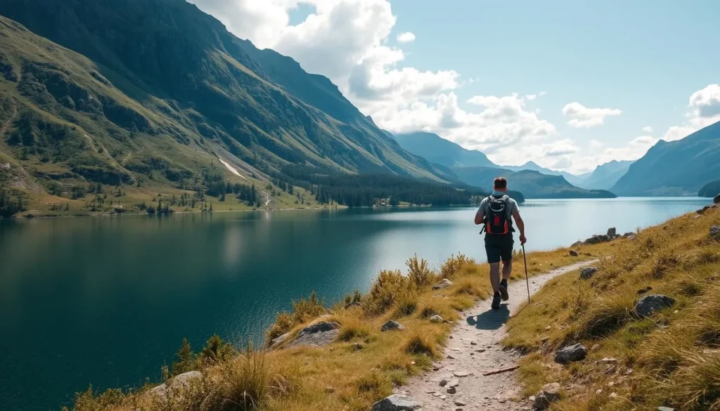 Image of a hiker on a trail near Lake Femunden