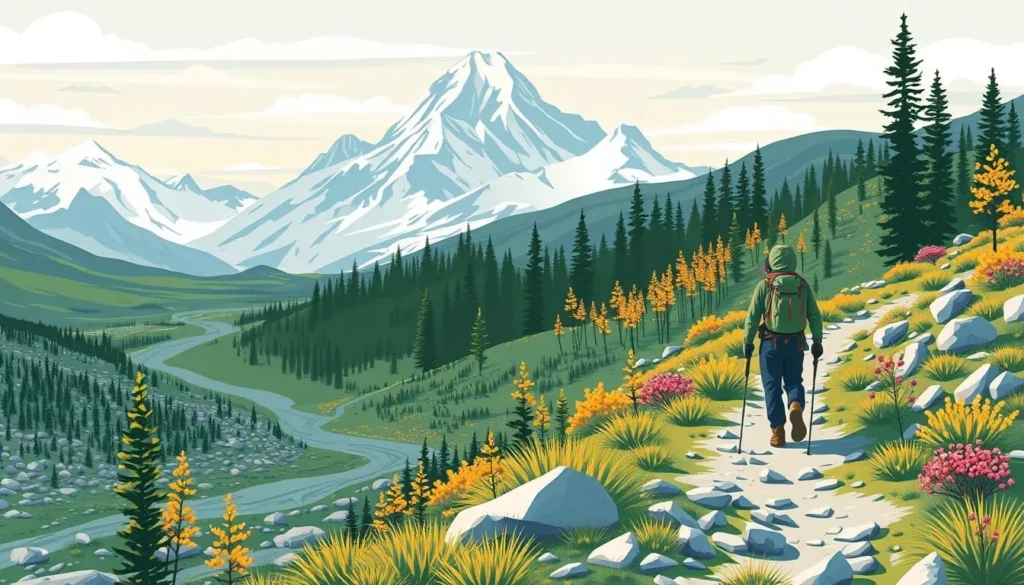 Image of a hiker on the Arctic Trail in Reisa National Park