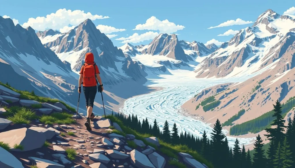 Image of a hiker on the Great Glacier Trail in Glacier National Park