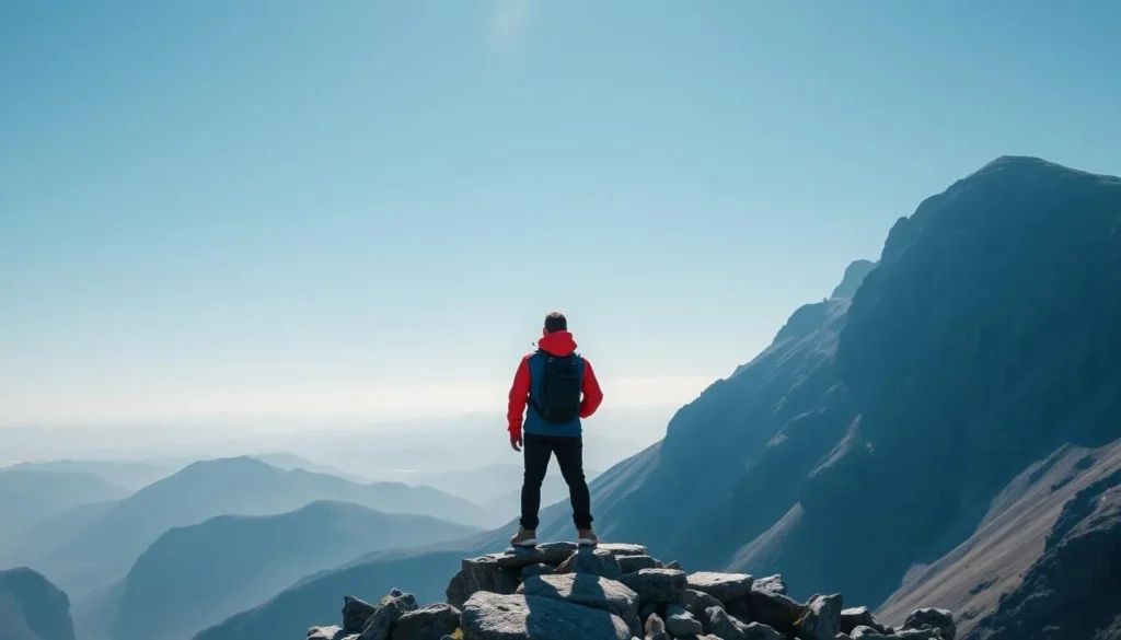 Image of a hiker on the Snowdon summit