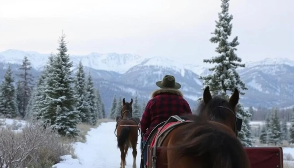 Image of a horse-drawn sleigh ride in Granby Ranch