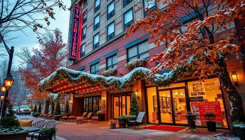 Image of a hotel in Detroit with a seasonal theme
