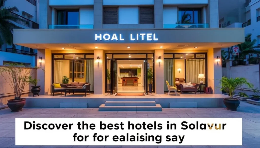 Image of a hotel in Solapur with a caption: "Comfortable hotels in Solapur for a relaxing stay"