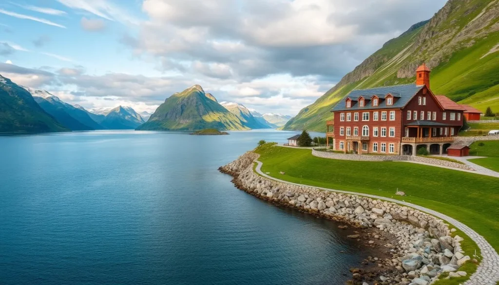 Image of a hotel near Kjolen National Park with a view of the fjords