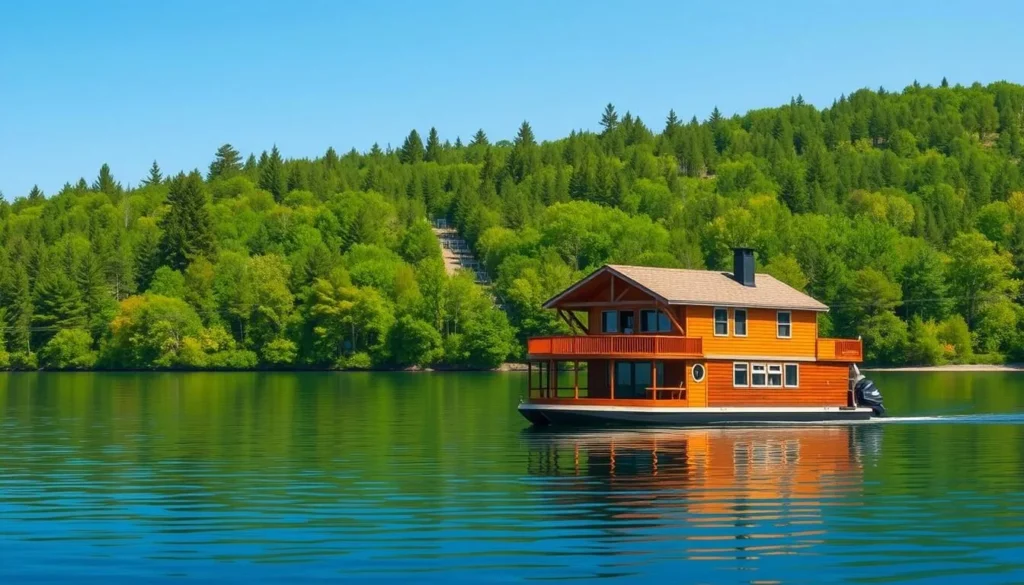 Image of a houseboat on Lake Kabetogama